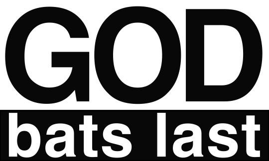 God bats last vinyl decal - Black on White - 10 pack